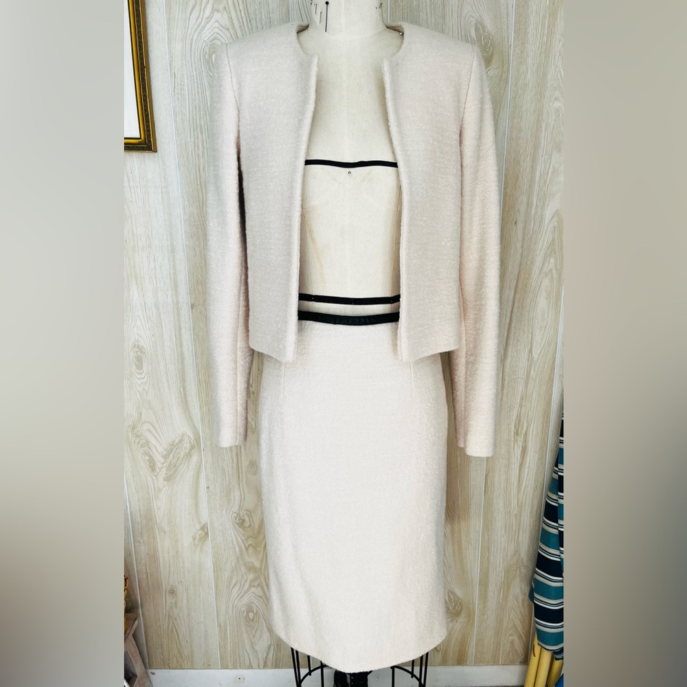 Katherine Hooker wool cream skirt suit. Never worn. UK size 1 - about US size 2.